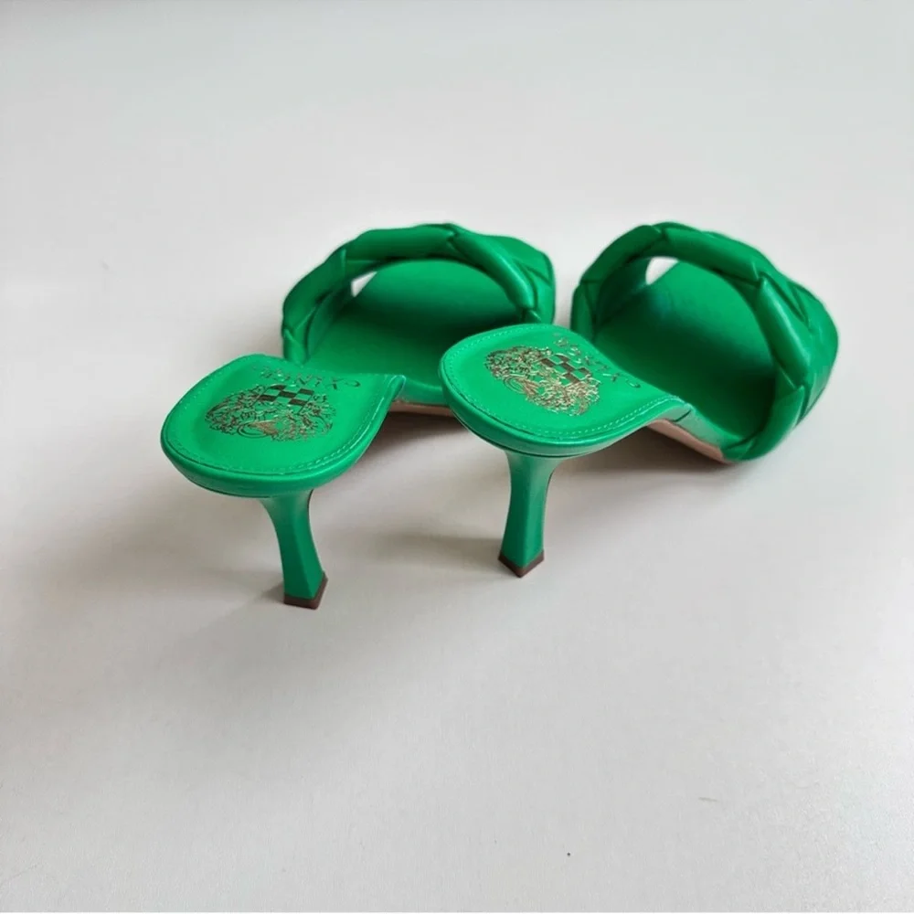 Vince Camuto Brelanie Green Square Toe Braided Sandal Heels Size 9.5 - Picture 2 of 3